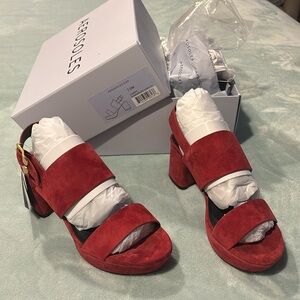 Brand new never worn red suede aerosols